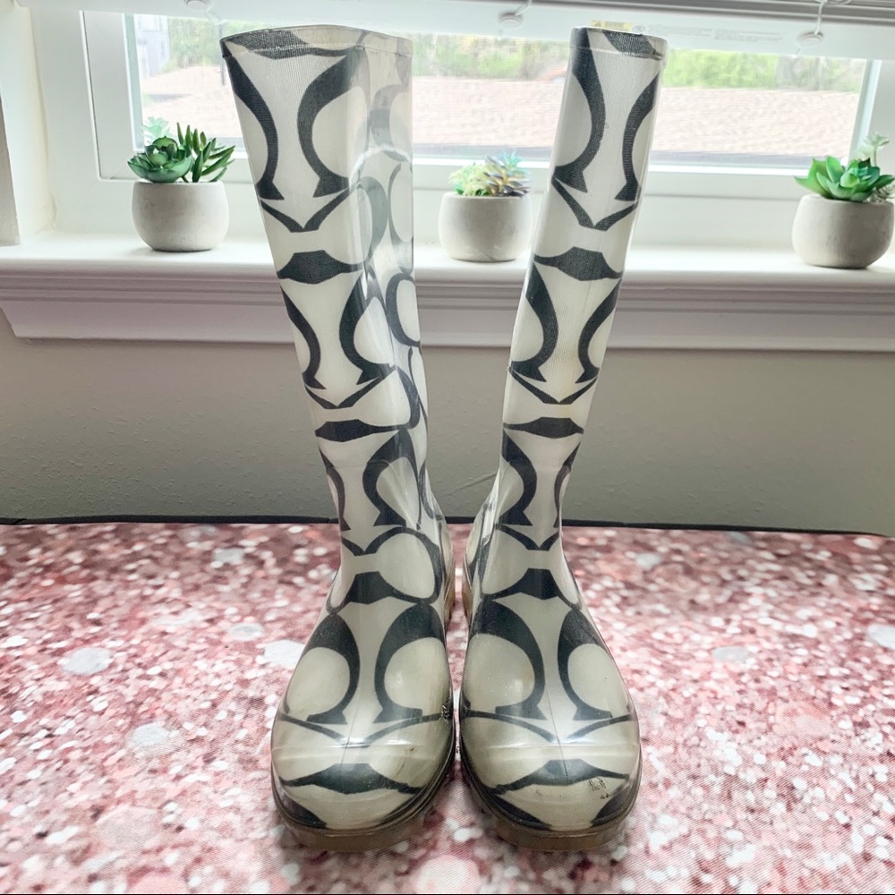COACH CLASSIC SIGNATURE RAIN BOOTS - Picture 3 of 10